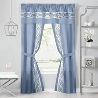 Kate Aurora Pacifico 5 Piece Rod Pocket All One Attached Semi Sheer Window Curtain Panels & Valance Set