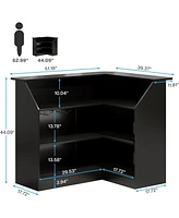 Tribesigns Bar Cabinet, L-Shaped Home Bar Table with Stemware Racks, 4-Tier Corner Bar Unit Liquor Wine Bar Table Reception Desk for Home Pub