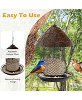 Vebreda Squirrel-proof Metal Wild Bird Feeder with Perch and Drain Holes