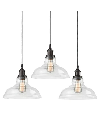 Moose Industrial Antique Bronze Pendant Light 3 Pack Glass Light