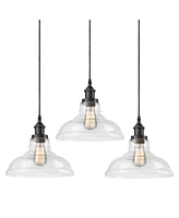 Moose Industrial Antique Bronze Pendant Light 3 Pack Glass Light