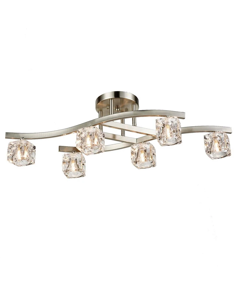 Moose Modern Crystal Ceiling Lights Brushed Nickel-6 Light