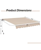 Sugift Outdoor Manual Retractable Awning Cover Shelter Patio Sun Shade-Beige