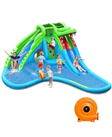 Sugift Inflatable Crocodile Style Water Slide Upgraded Kids Bounce Castle with 780W Blower