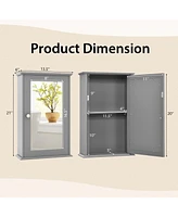 Sugift Bathroom Wall Cabinet with Single Mirror Door