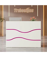 Tribesigns Modern Reception Desk with 7-Color Led Lights, 55.12