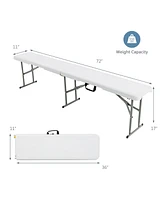 Sugift 6 Feet Portable Picnic Folding Bench 550 lbs Limited with Carrying Handle