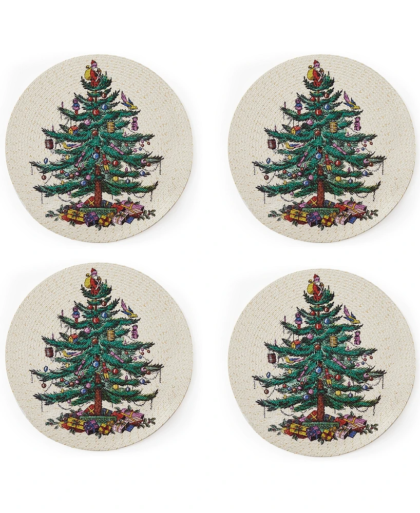 Spode Christmas Tree Polyester 4 Piece Placemat, 15" x 15"