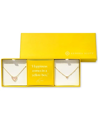 Kendra Scott 14k Gold-Plated 2-Pc. Set Gemstone Heart Adjustable Pendant Necklaces