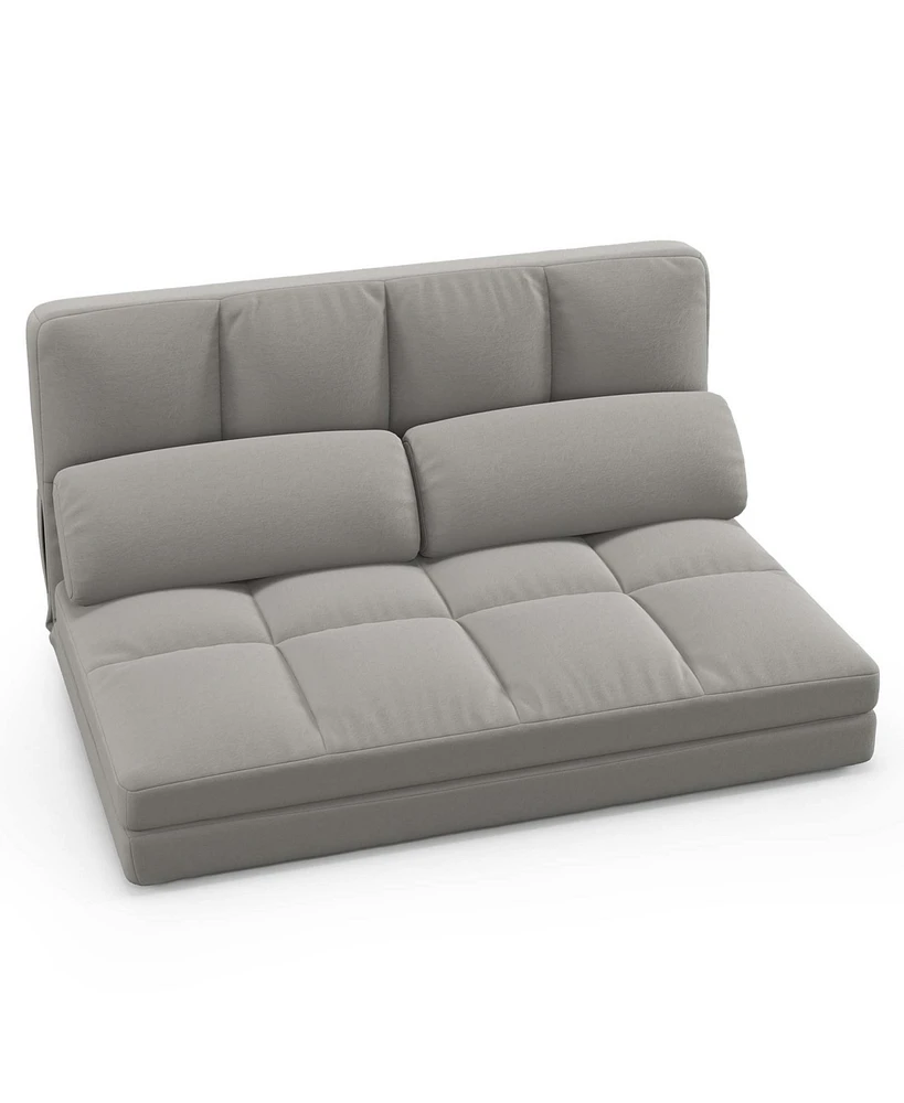 Floor Sofa Bed with 2 Pillows 6 Positions Adjustable Backrest Velvet Cover