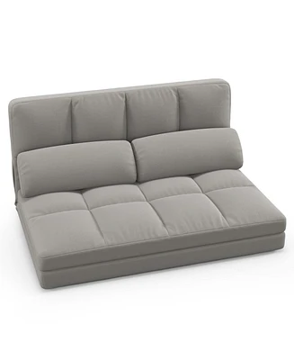 Floor Sofa Bed with 2 Pillows 6 Positions Adjustable Backrest Velvet Cover