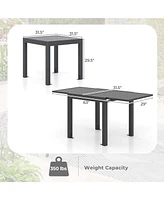 31.5"-63" Expandable Patio Dining Table for 4-6 Person with Slatted Tabletop