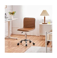 Yaheetech Pu Leather Low Back Swivel Armless Office Chair