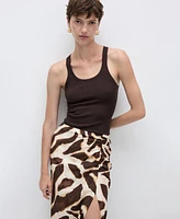 Mango Women's Animal-Print Draped Skirt