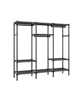 Slickblue 74.8” High Clothes Rack with Hanging Rails in Black