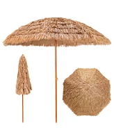 Skonyon 8 Feet Patio Thatched Tiki Umbrella Hawaiian Hula Beach Umbrella