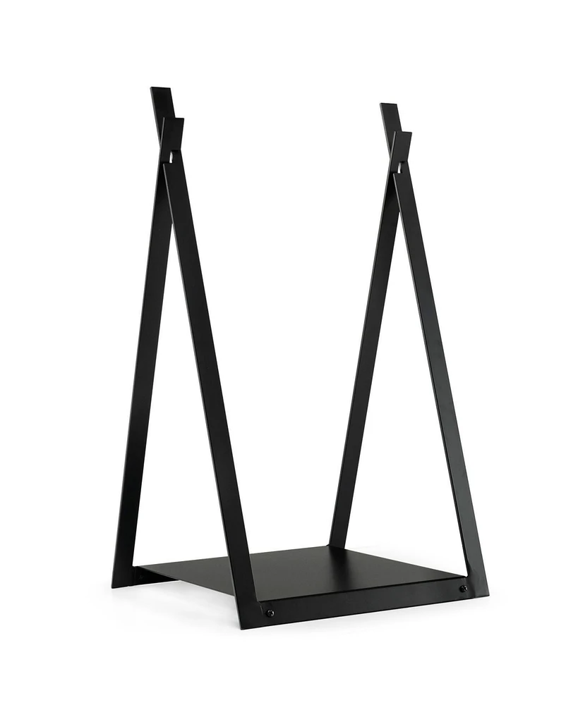 Skonyon Triangle Firewood Rack with Raised Base for Fireplace Fire Pit-Black