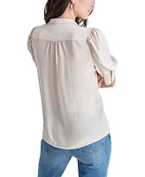 Dkny Jeans Petite Cotton Puff-Sleeve Button-Front Shirt