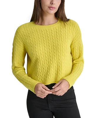 Dkny Jeans Petite Crewneck Cable-Knit Sweater