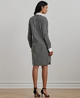 Lauren Ralph Women's Striped Bib-Front Broadcloth Shirtdress