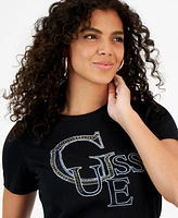 Guess Women's Studded Logo Short-Sleeve T-Shirt