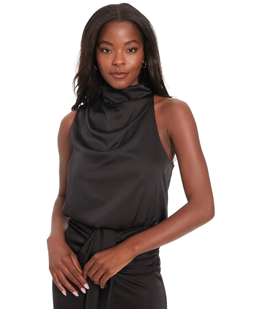 Muse Women's Draped Cowlneck Charmeuse Top