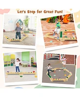 Gymax Wooden Balance Beam w/ Stepping Stones Balance Board Toy Playset for 1+ Toddlers