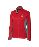 Cutter & Buck Women's Cardinal Cleveland Guardians Americana Logo Navigate Softshell Full-Zip Jacket