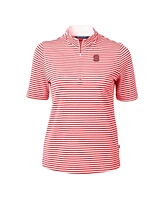 Cutter & Buck Women's Red Nc State Wolfpack DryTec Virtue Eco Pique Stripe Polo