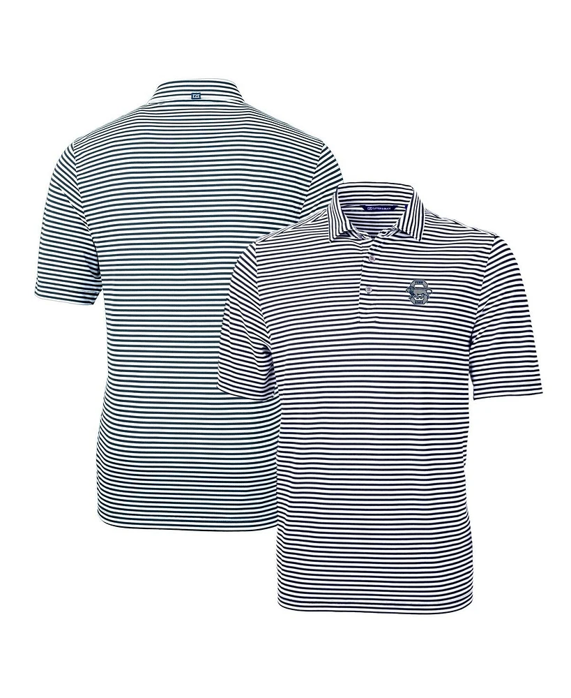 Cutter & Buck Men's Penn State Nittany Lions Throwback Logo Virtue Eco Pique Stripe Polo