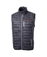 Cutter & Buck Men's Black Cincinnati Bengals Helmet Rainier PrimaLoft Eco Insulated Printed Full-Zip Puffer Vest