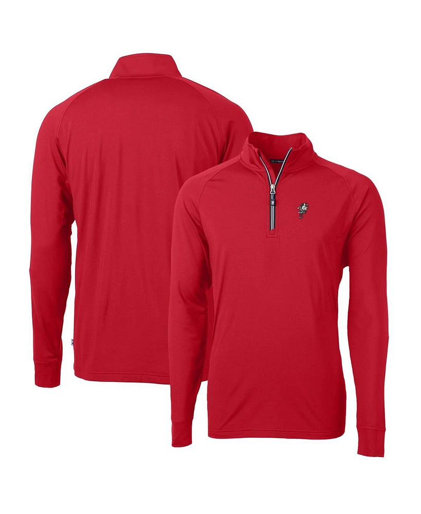 Cutter & Buck Men's Scarlet Ohio State Buckeyes Adapt Eco Knit Stretch Quarter-Zip Pullover Top