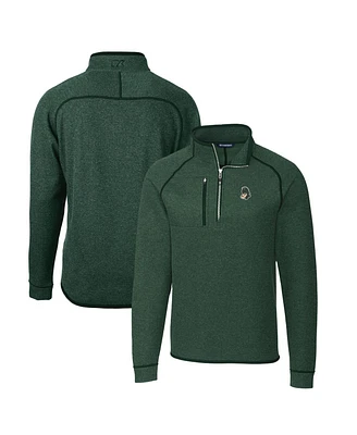 Cutter & Buck Men's Heather Green Michigan State Spartans Mainsail Sweater-Knit Half-Zip Pullover Jacket