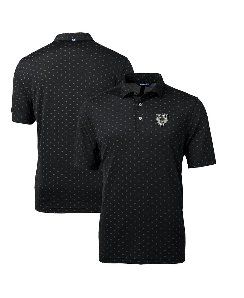 Cutter & Buck Men's Black Las Vegas Raiders Throwback Logo Virtue Eco Pique Tile Polo