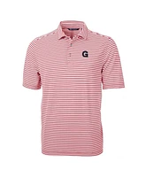 Cutter & Buck Men's Red Gonzaga Bulldogs Throwback Logo Virtue Eco Pique Stripe Polo