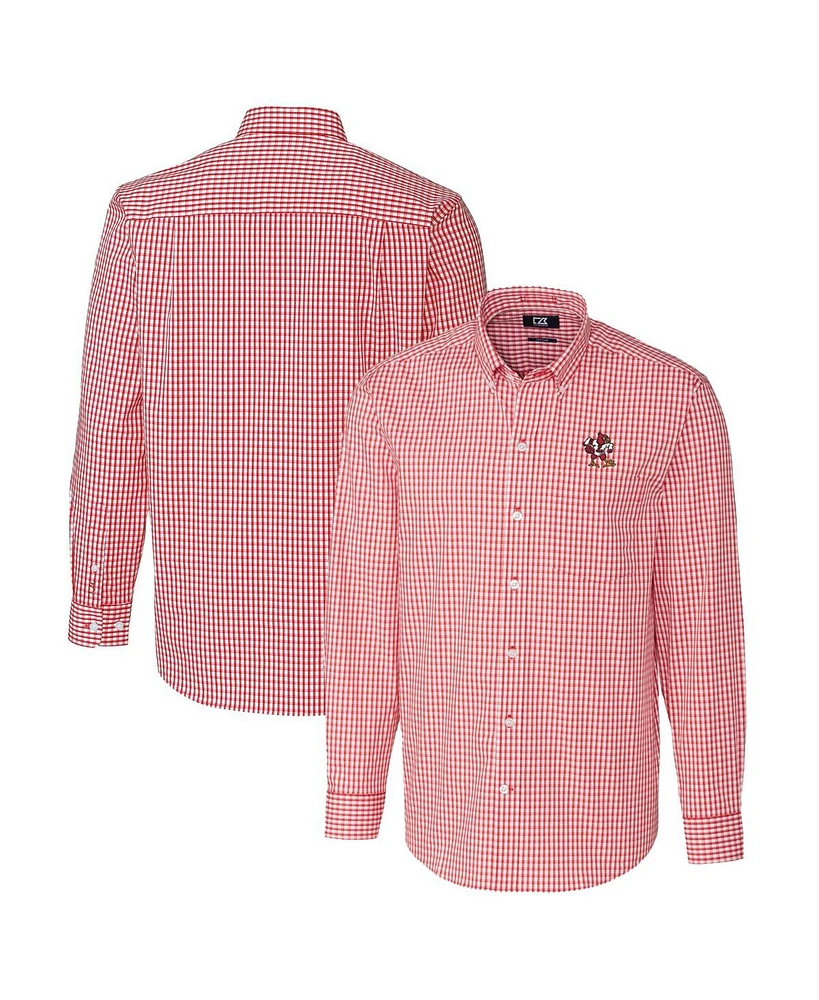 Cutter & Buck Men's Red Louisville Cardinals Easy Care Stretch Gingham Long Sleeve Button-Down Shirt