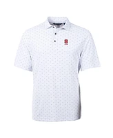 Cutter & Buck Men's White Nc State Wolfpack Alumni Logo Virtue Eco Pique Tile Print Polo