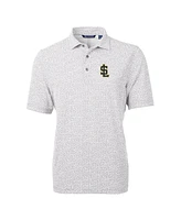 Cutter & Buck Men's Gray Salt Lake Bees Virtue Eco Pique Botanical Print Polo