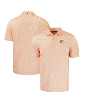 Cutter & Buck Men's Orange/White Virginia Tech Hokies Pike Eco Symmetry Print Stretch Polo