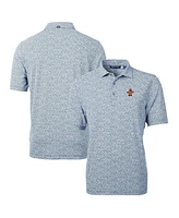 Cutter & Buck Men's Navy/White Syracuse Orange Vault DryTec Virtue Eco Pique Botanical Print Polo