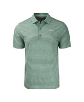 Cutter & Buck Men's Heather Green New York Jets Primary Logo Forge Eco Stripe Stretch Polo