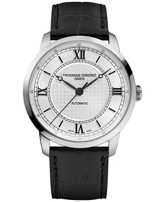 Frederique Constant Men's Swiss Automatic Classics Premiere Black Leather Strap Watch 39mm