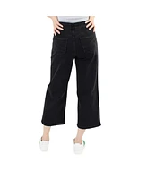 Indigo Poppy Women's Black Tummy Control Wide Leg Crop with Front Pocket Detail