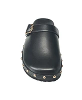 French Connection Women's Chello Buckle Leather Clogs