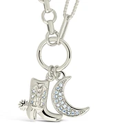 Sterling Forever Kelsea Cubic Zirconia Boot Moon Pendant Charm Necklace