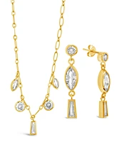 Sterling Forever Suvi Cubic Zirconia Drop Earrings and Charm Necklace Set