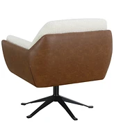 Abbyson Living Ace 32" Wood Two-Toned Swivel Accent Chair