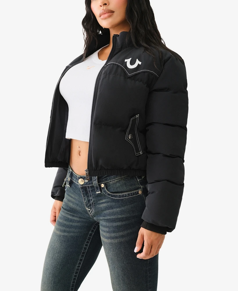 True Religion Women's Western Zip Up Puffer Jacket