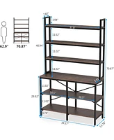 Tribesigns Set of 2 Industrial 6-Tier Bookshelves, with X-Shaped Frame, Storage for Living Room, Bedroom, and Office