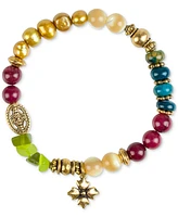 Patricia Nash Gold-Tone Mixed Bead Stretch Bracelet